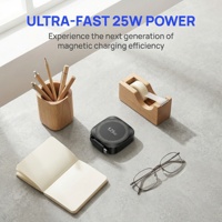 Chargeur sans fil magnétique 25W avec câble USB-C rétractable de 70 cm, chargeur rapide sans fil pour iPhone 17/16, Samsung, Android