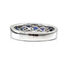 Bijoux sur mesure simplement de haute qualité platine blanc or massif véritable diamant bleu Royal saphir bague bande pour cadeau - Product Image 2