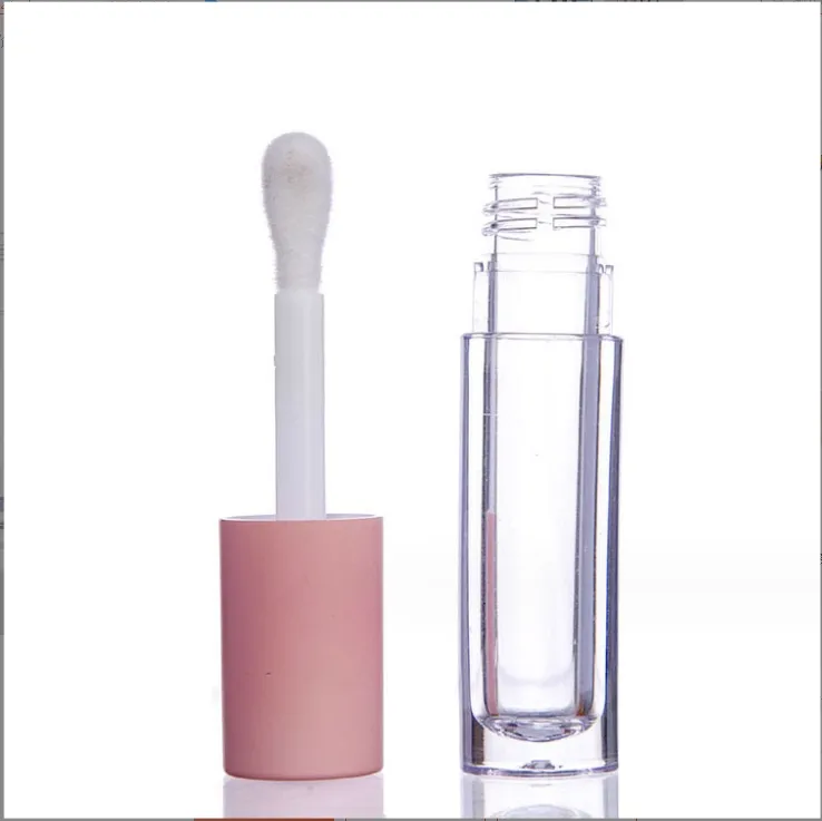 Garrafa transparente de 4.5ml com tubo de cor labial, tubo de corretivo DIY grosso, tubo líquido redondo, cabeça de pincel grande, brilho labial