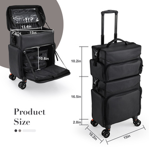 Rolling <b>Makeup</b> <b>Case</b> Professional Cosmetic <b>Case</b> Organizer Cosmetology Suitcase Nail Polish Storage Travel Salon Barber <b>Case</b> - Product Image 6
