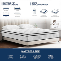 Matelas de lit king size pour hôtel, matelas hybride en mousse haute densité, ressorts et latex, enroulable dans une boîte, vente promotionnelle