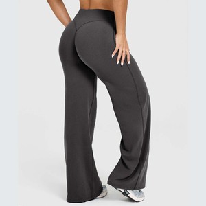 Pantalon de sport pour femme à taille haute, séchage rapide, effet push-up, coupe large évasée, avec logo personnalisé, idéal pour le yoga et le fitness - Product Image 6