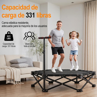 Trampolín Plegable Hexagonal Negro con Marco de Acero, Capacidad de Carga Máxima de 150 kg, Grado Comercial, Rebounder para Gimnasio en Casa, Disponible en España