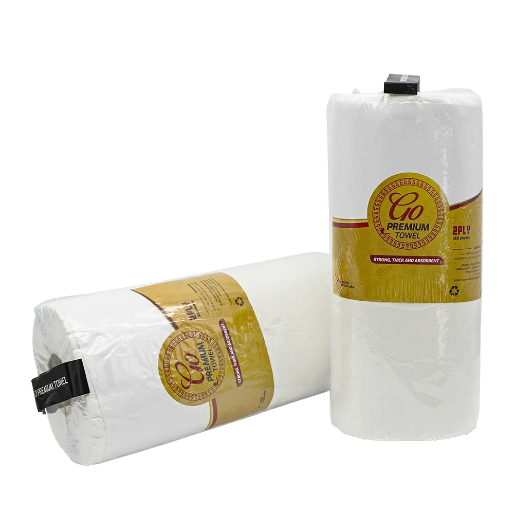 Liquidation prix usine bonne qualité pulpe de bambou vente en gros 2ply imprimé serviettes en papier de nettoyage jumbo papier de cuisine