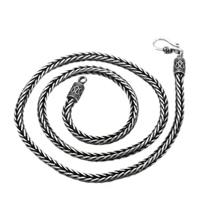 BOCAI Collier Rétro Tendance Punk en Argent Sterling 925 pour Homme, Corde de Chanvre Tressée à la Main, Épaisse et Longue, Style Vintage - Product Image 2