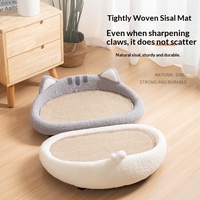 Lit de repos surélevé pour chat en peluche douce, canapé multifonctionnel pour animaux de compagnie avec surface à gratter en sisal pour usage intérieur