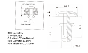 R3045 Plastic Push Snap Klinknagels Specificaties Knop Klinknagel Nylon Snap Klinknagel Bevestigingsmiddelen - Product Image 2