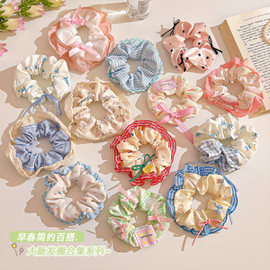 Coleteros con Volantes <span class=keywords><strong>de</strong></span> Encaje, Lazos Florales y Cuadros, Decoración para el Cabello para Mujeres y Niñas - Product Image 3