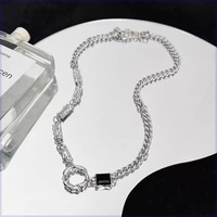 Collier unisexe Yolo haut de gamme en acier inoxydable plaqué argent, style hip-hop européen et américain, avec pendentif de mode taille princesse