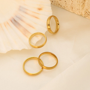 Fashion <b>Rings</b> <b>Titanium</b> Steel Gold 4mm Width Geometric Shape Unisex Gift Jewelry - Product Image 2