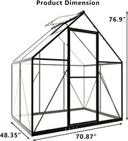 Invernaderos de Policarbonato de 6 x 4 Pies para Exteriores con Ventilación en el Techo, Invernadero de Aluminio Resistente y Accesible