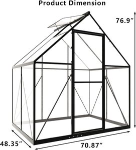 <strong>6</strong> <strong>X</strong> <strong>4</strong> FT Polycarbonate Winter <strong>Greenhouses</strong> for Outdoors with Roof Air Vent, Heavy Duty Walk-in Aluminum Green House - Product Image 2