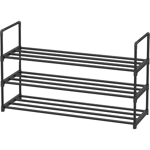 Porte-chaussures mural moderne en acier inoxydable à un seul niveau, réglable, organisateur de chaussures, étagère de rangement pour entrée, capacité de 6 à 10 L - Product Image 1