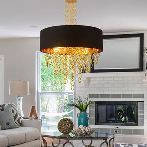 Candelabros de estilo americano, pantalla de tela, iluminación colgante Retro Para sala de estar del hogar - Product Image 2