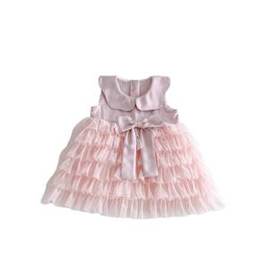 Robe <span class=keywords><strong>de</strong></span> princesse d'été à motif solide pour fille Robe à col au genou pour bébé Décoration en dentelle pour jeunes <span class=keywords><strong>princes</strong></span> Princesses - Product Image 1