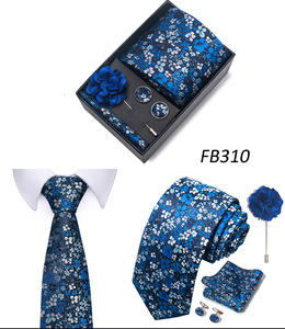 Juego de <span class=keywords><strong>corbata</strong></span> Jacquard formal con logotipo personalizado para hombre, broche de pañuelo, gemelos, estilo de negocios, juego de <span class=keywords><strong>corbata</strong></span> de poliéster con caja de regalo - Product Image 6