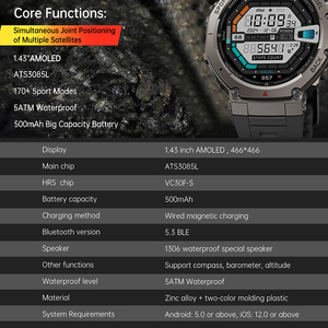 Dm58 GPS thể thao ngoài trời thông minh đồng hồ AMOLED BT cuộc gọi 50m không thấm nước theo dõi nhịp tim La Bàn chuyển động reloj Smartwatch 2025 - Product Image 5