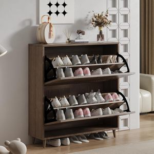 Meuble de rangement à chaussures ultra-mince pour entrée, organisateur de chaussures étroit avec 2 tiroirs rabattables, étagère à chaussures autoportante dissimulée, gain de place - Product Image 6