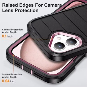 เกราะป้องกันโทรศัพท์2ชั้นกันกระแทกสำหรับ iPhone 16 PRO MAX เคส14 13 Mini 12 11 x XR XS พับได้กรอบลายทาง - Product Image 5