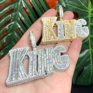 Moda Hip Hop gioielli alla moda Rock Punk argento oro due pietre placcato rettangolo 5A Cubic Zirconia cendente lettera <span class=keywords><strong>re</strong></span> - Product Image 1