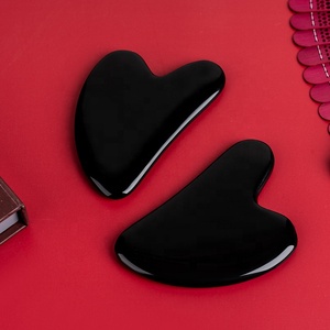 Obsidienne noire naturelle Gua Sha planches grattage outils de Massage Gua Sha outils pour le visage coeur obsidienne noire pierre chaude <span class=keywords><strong>GuaSha</strong></span> - Product Image 3