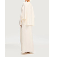 Gaun Abaya Muslim Wanita Musim Panas Kasual Bahan Poliester Arab, Lengan Lebar, Satin, Model Drape, Panjang Maxi, Pinggang Berikat, Lipit, Model Wrap Depan