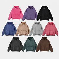Sweat à capuche unisexe tendance en coton pur 420g, coupe ample, manches longues, style rétro teint à la cire, style urbain