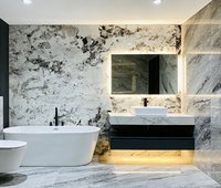 Dalle de marbre translucide bleu paon de luxe sur mesure, plan de travail d'îlot, design moderne, dalle de pierre naturelle pour mur et sol de villa
