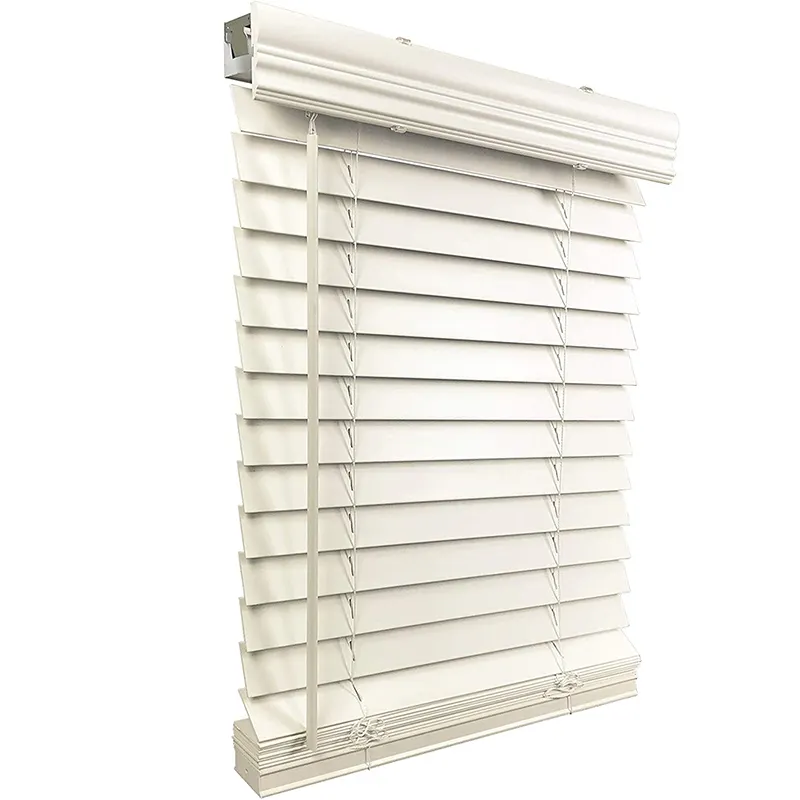 Factory wholesale 2 inch cordless faux wood venetian blinds for window motorised windproof fauxwood blinds