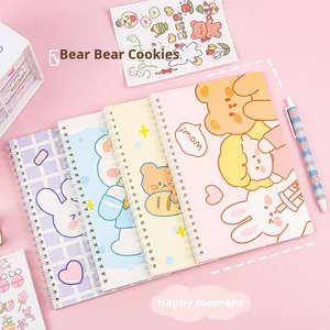 Biểu tượng tùy chỉnh <span class=keywords><strong>A5</strong></span> Kawaii Dễ thương hardback xoắn ốc cuộn dây máy tính xách tay 4 cái Nhật ký với 100 sheets A6 Kích thước PVC Bìa văn phòng Nguồn cung cấp - Product Image 3