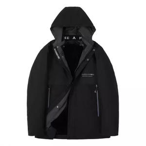 <span class=keywords><strong>Parka</strong></span> Corto da Uomo con Fodera Rimovibile in Pelliccia di Visone Blu e Coniglio, Design Monopezzo in Pelle di Cuoio - Product Image 5