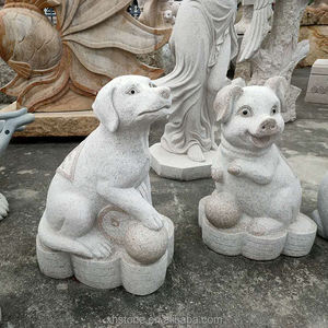 中国の手彫りの寺院の庭の屋外の装飾天然石の彫刻12匹の動物の像12の中国の干支の豚の彫刻 - Product Image 3