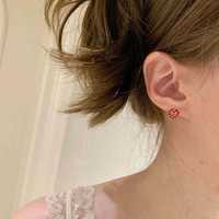 VEWANT Élégantes Boucles d'oreilles créoles clicker cœur en argent sterling 925 plaqué or 18 carats/rhodium avec zircone cubique rose et blanche, idéales pour les soirées romantiques