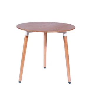 廉价新款现代实木简约家居家具当代圆形三腿餐桌