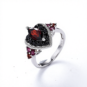 Bague de fiançailles vintage en argent 925 avec strass en cristal de la série Counterattack, bijoux élégants et tendance, approvisionnement direct transfrontalier - Product Image 1