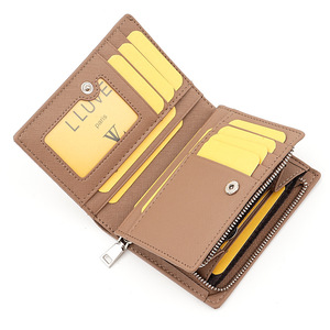 New Business Real Leather Multi Card <b>Small</b> Folding Card Holder Bifold <b>Wallet</b> With Zipper - Product Image 5