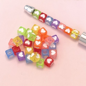 팔찌 만들기용 사각 하트 비즈 7mm 알파벳 비즈 우정 팔찌용 아크릴 비즈 쥬얼리 제작용 - Product Image 5