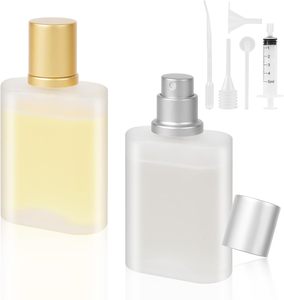 Atomizador de Perfume de Vidrio Esmerilado, Juego de 2 Mini Botellas de Spray de 30 ml, Recipientes Recargables de Viaje con Embudo y Gotero - Product Image 1