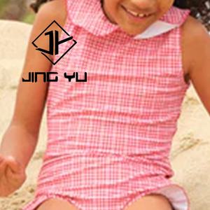 Traje de Baño de una Pieza de Nailon Personalizado, Bikini de Lujo para Niñas, con Cuello de Muñeca y Estampado a Cuadros, Venta Caliente 2025 - Product Image 3