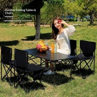 Ensemble de table et de chaises pliantes portables, meubles de camping légers pour pique-nique, pêche, barbecue, plage, voyage avec sac de transport