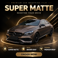 Vinilo Premium Super Mate Marrón Gris para Envolver Autos, con Revestimiento PET, Libre de Burbujas, 5 Años de Durabilidad, Adhesivos para Cambio de Color de Autos