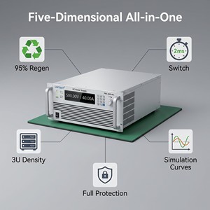 Alimentation bidirectionnelle 500V 40A 6kW 3U pour montage en rack PBS 2500-40L, chargeur embarqué (OBC) pour simulation de batterie photovoltaïque (PV) - Product Image 4
