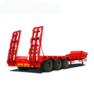 Factory direct sales of 3-axis 4-axis trailer trucks with low-flat semi-trailer hydraulic ramp