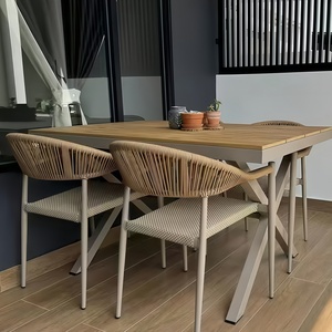 Muebles de Comedor para Patio Exterior, Mesa de WPC y Aluminio con Silla con Asiento de Malla para Jardín, Terraza, <span class=keywords><strong>Restaurante</strong></span> - Product Image 1
