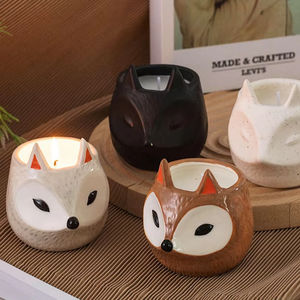 Pot de bougie parfumée en forme de hibou mignon de taille avec logo personnalisé, pot vide de récipients en céramique pour la fabrication - Product Image 3