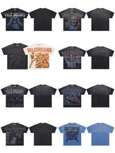 Camiseta de Manga Corta Holgada 100% Algodón Estilo Hip Hop Europeo Americano para Hombre Vale Sports Valley Dreams con Estampado Desgastado - Product Image 1