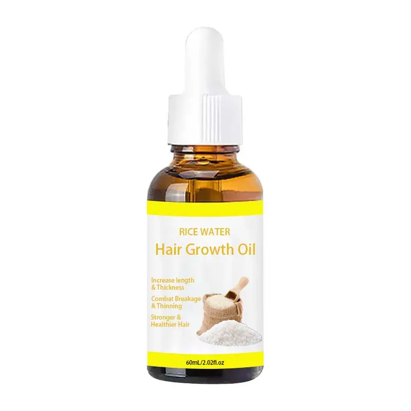 Serum Rambut air beras organik untuk rambut Minyak Rosemary alami minyak penumbuh rambut