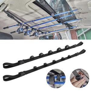 Support de canne à pêche avec sangles en nylon noir à 2 rayures pour le rangement des cannes à pêche dans la voiture - Product Image 3