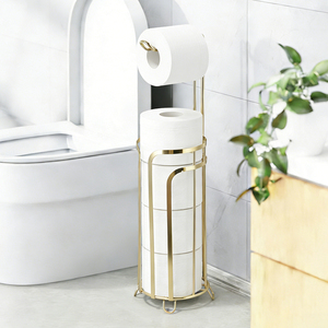 Manufacture Wholesale <strong>Free</strong> <strong>Stand</strong> Metal Bathroom <strong>Toilet</strong> Paper <strong>Roll</strong> <strong>Holder</strong> Elegant Gold Tissue <strong>Holder</strong> - Product Image 1