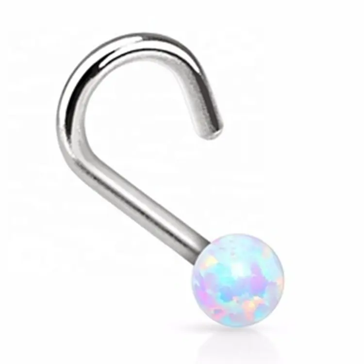 Consegna diretta in fabbrica opale artificiale naso Pin gioielli 316l sfera in acciaio chirurgico naso Pin per le ragazze